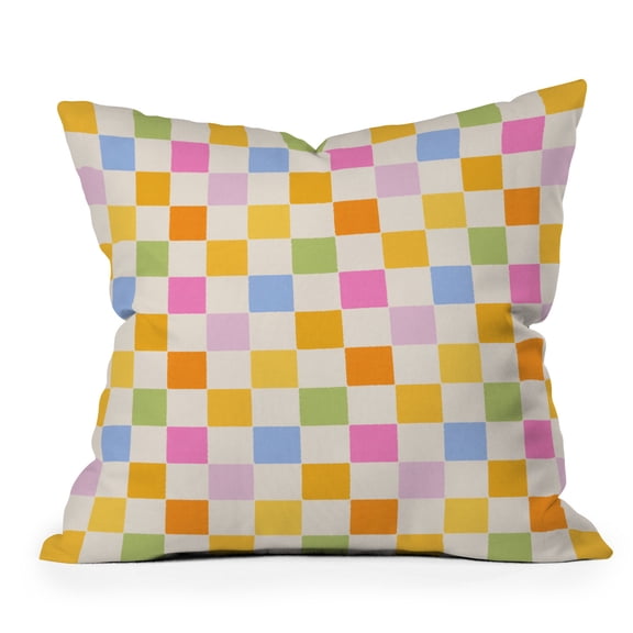 Society6 Eclectic Checker Check Cream by Iveta Abolina Throw Pillow