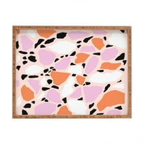 Society6 Emanuela Carratoni Pink Shadows Terrazzo Large Rectangle Bamboo Tray, 18" x 14"