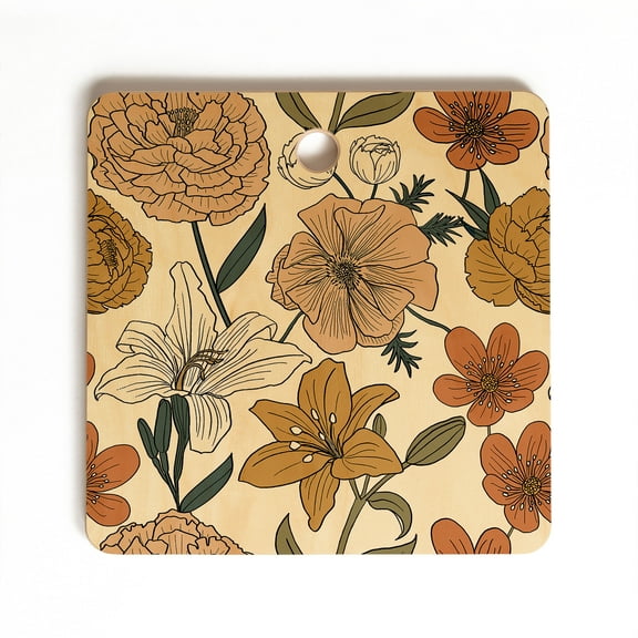 Society6 Emanuela Carratoni Spring Floral Mood Square Cutting Board