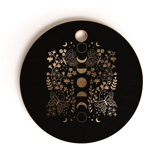 Society6 Emanuela Carratoni Spring Moon Phases Round Cutting Board