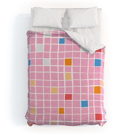 Society6 Erika Stallworth Modern Mosaic Pink Duvet + Pillow Shams Kit