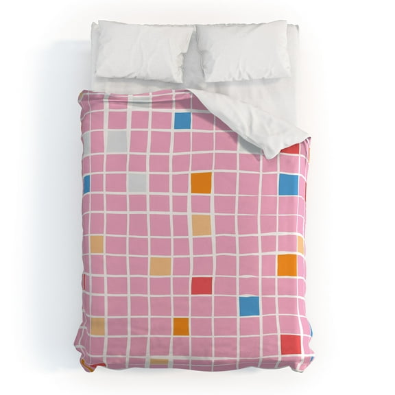 Society6 Erika Stallworth Modern Mosaic Pink Duvet + Pillow Shams Kit