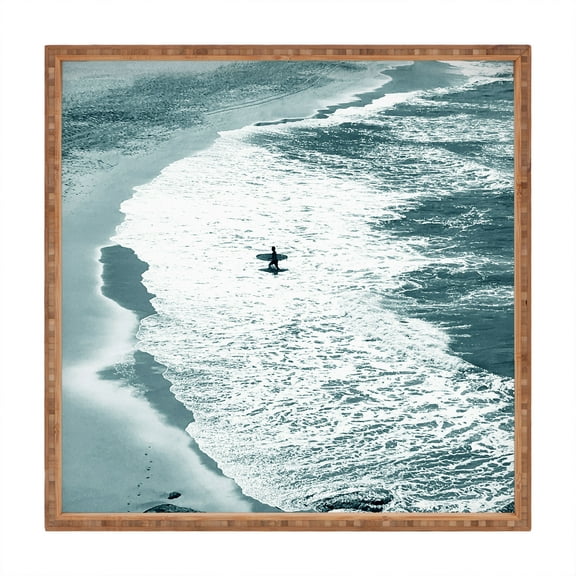 Society6 Gale Switzer Lone Surfer Slate Large Square Bamboo Tray, 16" x 16"