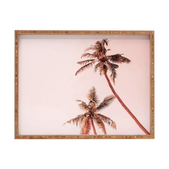 Society6 Gale Switzer Sunset Palm Trees Large Rectangle Bamboo Tray, 18" x 14"