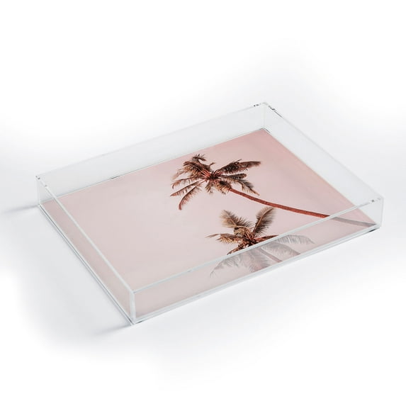 Society6 Gale Switzer Sunset Palm Trees Small Acrylic Tray, 8" x 6 1/4"