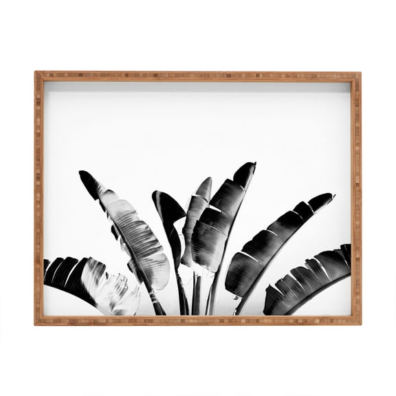 Society6 Gale Switzer Traveler Palm Bw Large Rectangle Bamboo Tray, 18" x 14"