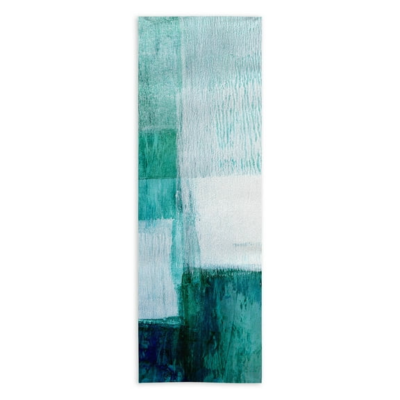 Society6 GalleryJ9 Aqua Blue Geometric Abstract Textured Painting 24" x 70" Yoga Mat Towel Society6