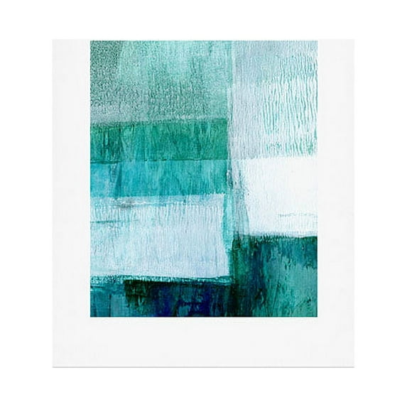 Society6 GalleryJ9 Aqua Blue Geometric Abstract Textured Painting 8" x 10" Art Print and Hanger