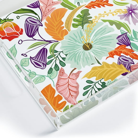 Society6 Glam Florals Gold by Lathe & Quill Acrylic Tray