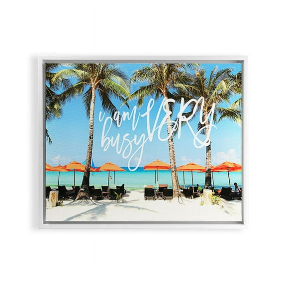 Society6 Happee Monkee I Am Very Busy Beach Series White Framed Art Canvas Wall Art, 8" x 10", Coastal, Landscape, Photography, Tropical