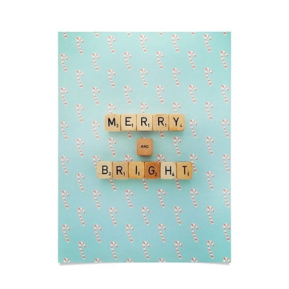 Society6 Happee Monkee Merry and Bright Candy Canes Poster