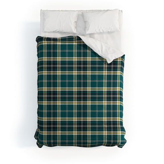 Society6 Heather Dutton Headmaster Plaid Teal Comforter Cotton Full