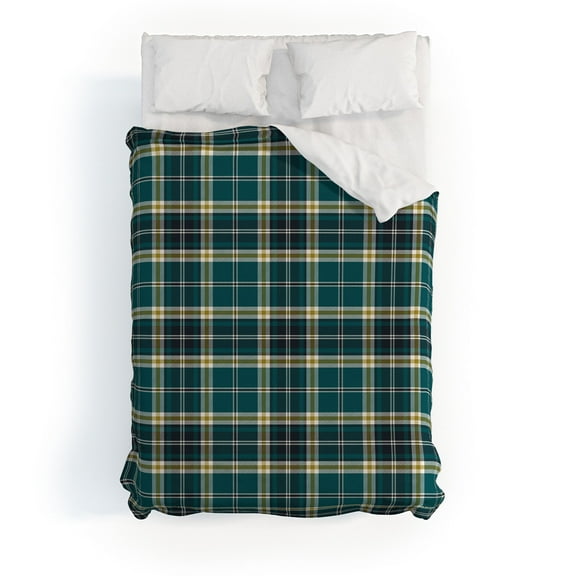 Society6 Heather Dutton Headmaster Plaid Teal Duvet Cover Cotton Full