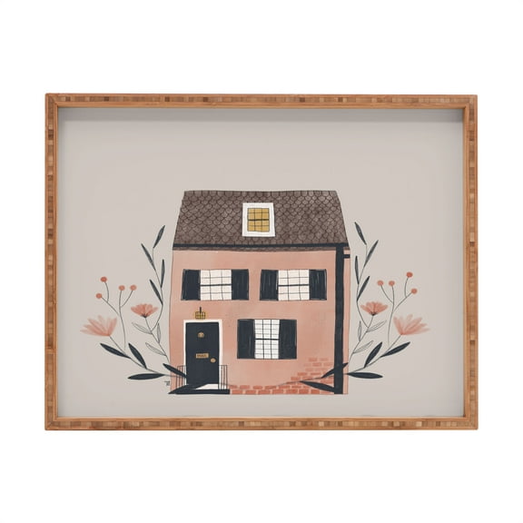 Society6 Hello Twiggs Pink Home 18" x 14" Large Rectangular Bamboo Tray