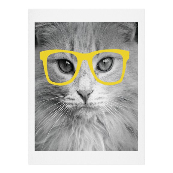 Society6 Hippest Cat Yellow by Allyson Johnson Art Print