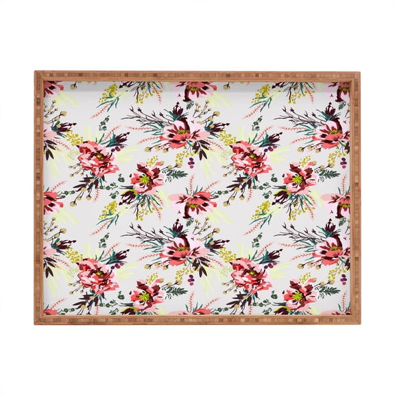 Society6 Holli Zollinger Poppy Wild Large Rectangle Bamboo Tray, 18" x 14"