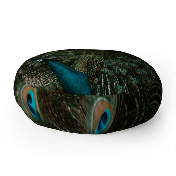 Society6 Ingrid Beddoes Peacock And Proud IV Round Floor Pillow