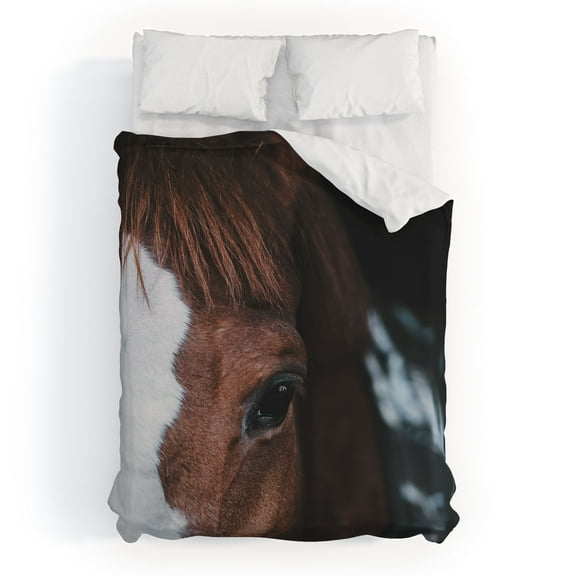Society6 Ingrid Beddoes horse cheyenne Duvet Polyester King + Pillow Shams Kit- 104" X 88"