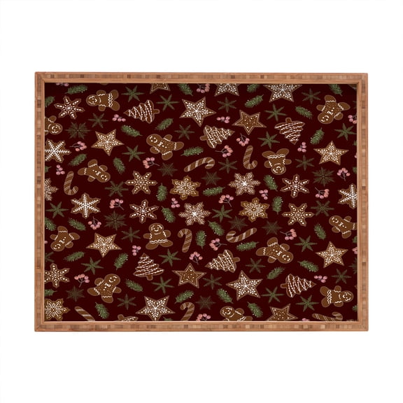 Society6 Iveta Abolina Gingerbread Cookies Red Large Rectangular Bamboo Tray