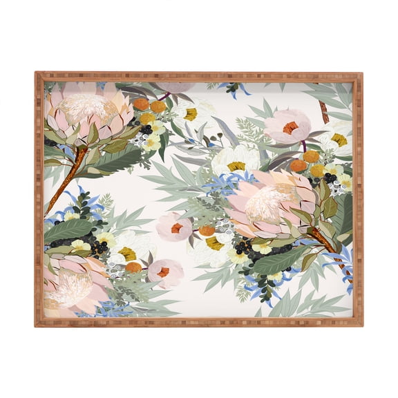 Society6 Iveta Abolina Protea Emmaline Large Rectangle Bamboo Tray, 18" x 14"