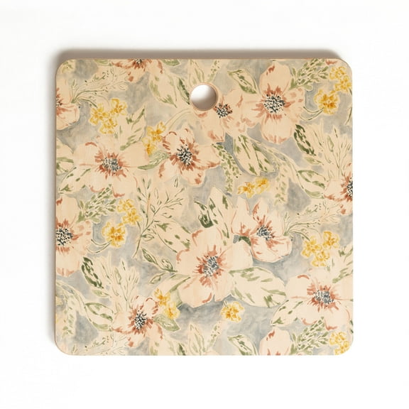 Society6 Jacqueline Maldonado Sun Drenched Floral Square Cutting Board