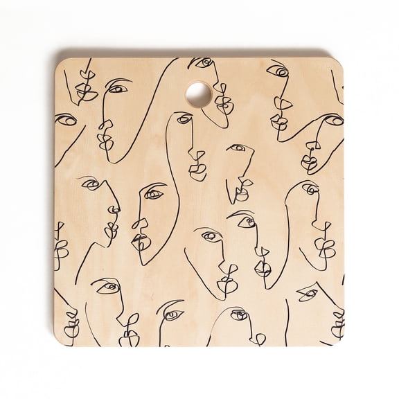 Society6 Jacqueline Maldonado Twin Flames Black And White Square Cutting Board, 11.5" x 11.5"