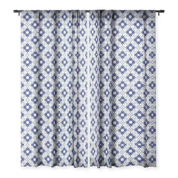 Society6 Jacqueline Maldonado Watercolor Shibori Blue Single Panel Sheer Window Curtain 50" x 108"