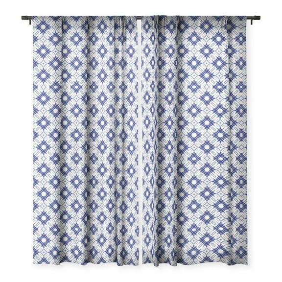 Society6 Jacqueline Maldonado Watercolor Shibori Blue Single Panel Sheer Window Curtain 84" x 50"