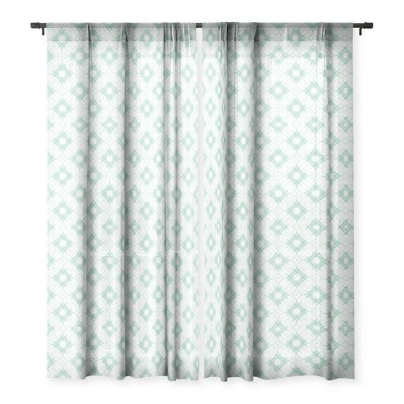 Society6 Jacqueline Maldonado Watercolor Shibori Sea Salt Single Panel Sheer Window Curtain 50" x 64"