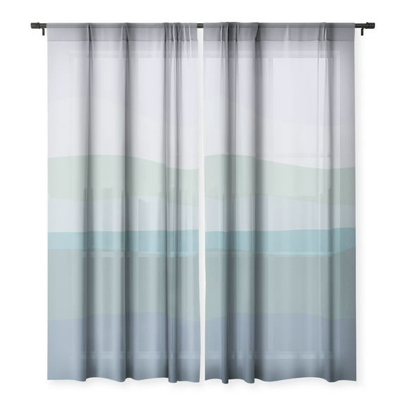 Society6 June Journal Calming Ocean Waves in Soft Du Single Panel Sheer Window Curtain 50" x 84"