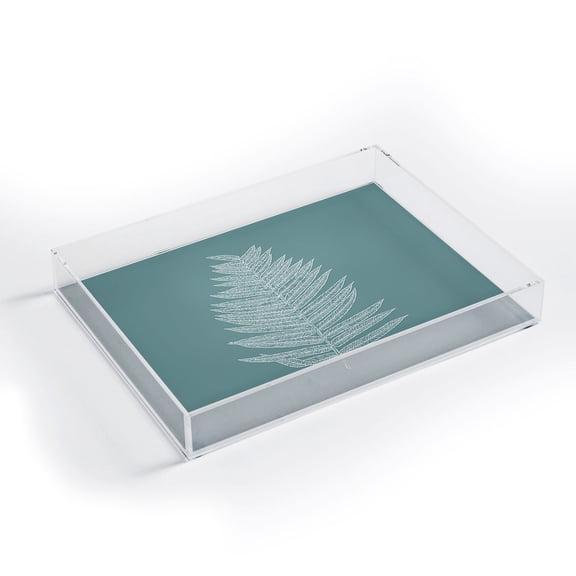 Society6 June Journal Minimalist Botanical in Teal Small Acrylic Tray