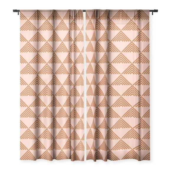 Society6 June Journal Triangular Lines in Terracotta Single Panel Sheer Window Curtain 50" x 108"