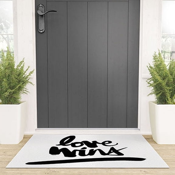 Society6 Kal Barteski Love Wins Black Welcome Mat 24.0" x 36.0"