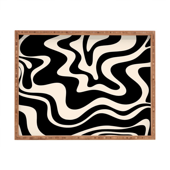 Society6 Kierkegaard Design Studio Retro Liquid Swirl Abstract Pattern 3 Rectangle Large Bamboo Tray