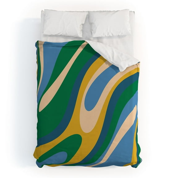 Society6 Kierkegaard Design Studio Wavy Loops Abstract Pattern 3 Duvet Cotton Queen
