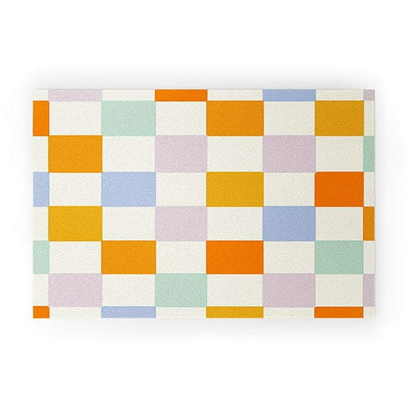 Society6 Lane And Lucia Rainbow Check Pattern 24" x 36" Welcome Mat