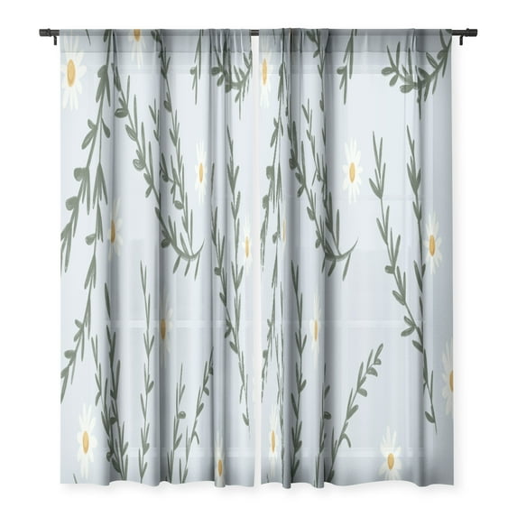 Society6 Lane and Lucia Chamomile And Rosemary Single Panel Sheer Window Curtain 50" x 120"