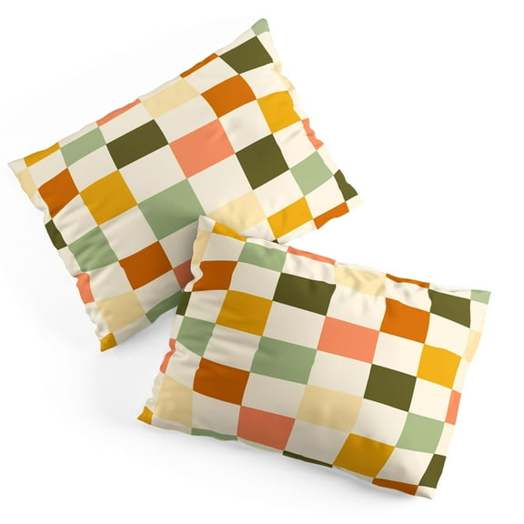 Society6 Lane and Lucia Vintage Checkerboard Pattern Pillow Sham Cotton King Set of 2 Kit