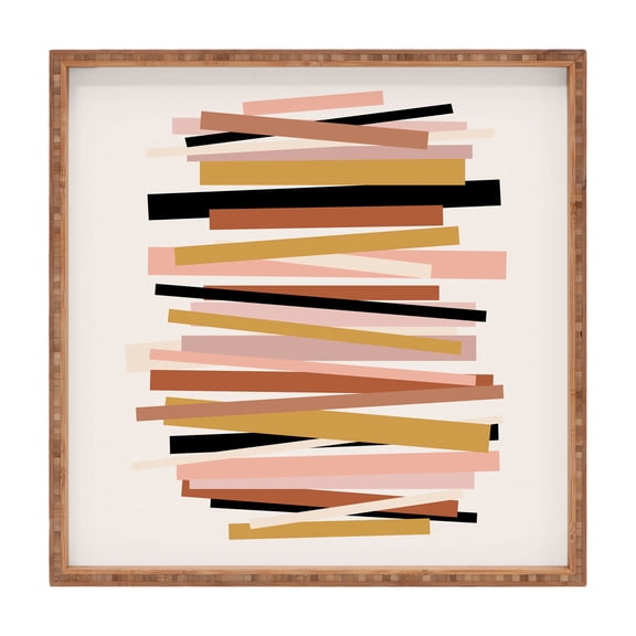 Society6 Linear Stack by Gale Switzer Square Bamboo Tray