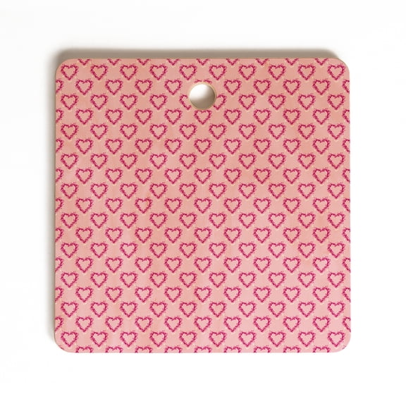 Society6 Lisa Argyropolous Mini Hearts Pink Square Cutting Board