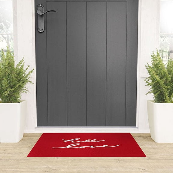 Society6 Lisa Argyropoulos Hello Love Red Welcome Mat 20.0" x 30.0"
