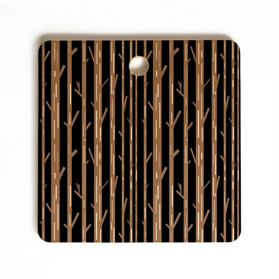 Society6 Lisa Argyropoulos Modern Trees Black Square Cutting Board