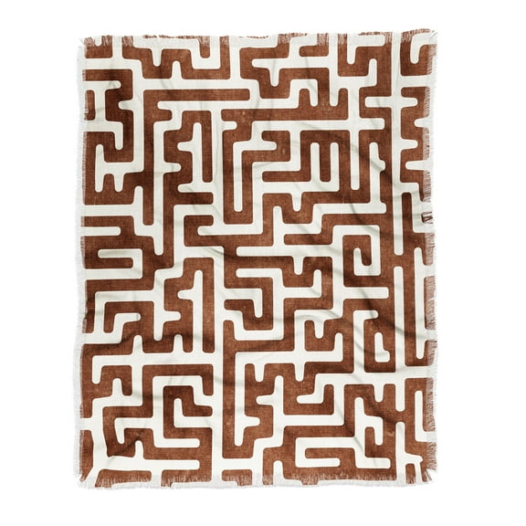 Society6 Little Arrow Design Co Maze In Brandywine Woven Throw Blanket