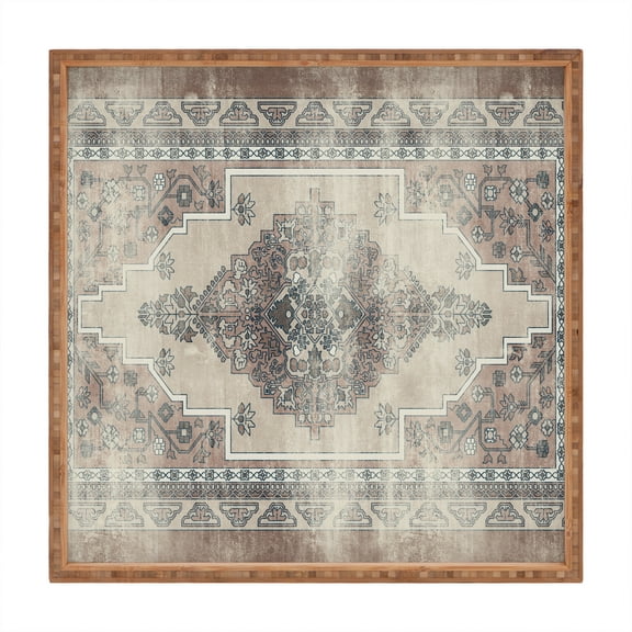 Society6 Little Arrow Design Co Turkish Floral Warm Neutrals Square Large Bamboo Tray