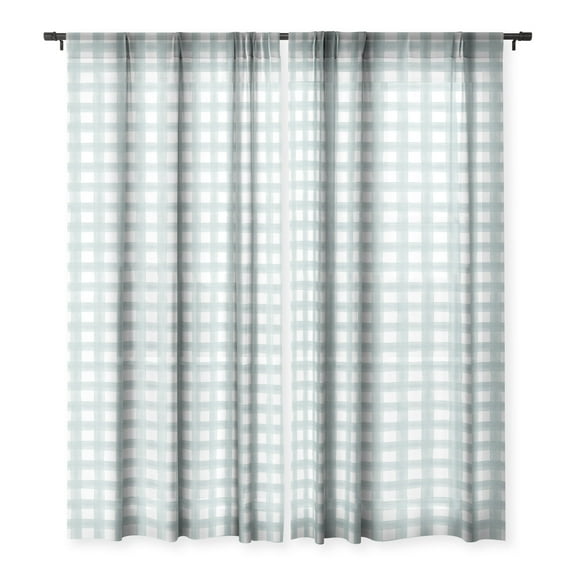 Society6 Little Arrow Design Co watercolor plaid dusty blue 50" x 64" Single Panel Sheer Window Curtain