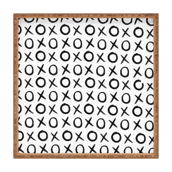 Society6 Love XO Black and White by Amy Sia Square Bamboo Tray