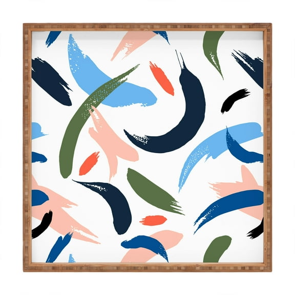 Society6 Marta Barragan Camarasa Brushstrokes 019 Large Square Bamboo Tray, 16" x 16"