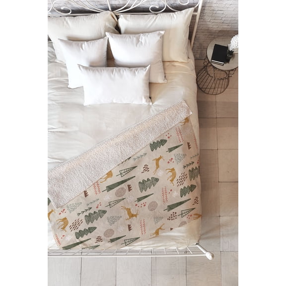 Society6 Marta Barragan Camarasa Deer Christmas forest Fleece Throw Blanket