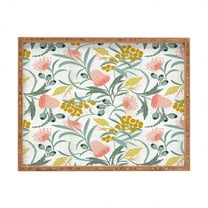 Society6 Marta Barragan Camarasa Flora Australis White Large Rectangle Bamboo Tray, 18" x 14"