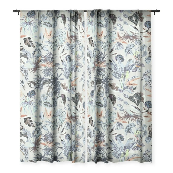 Society6 Marta Barragan Camarasa Modern blue jungle Single Panel Sheer Window Curtain 50" x 120"